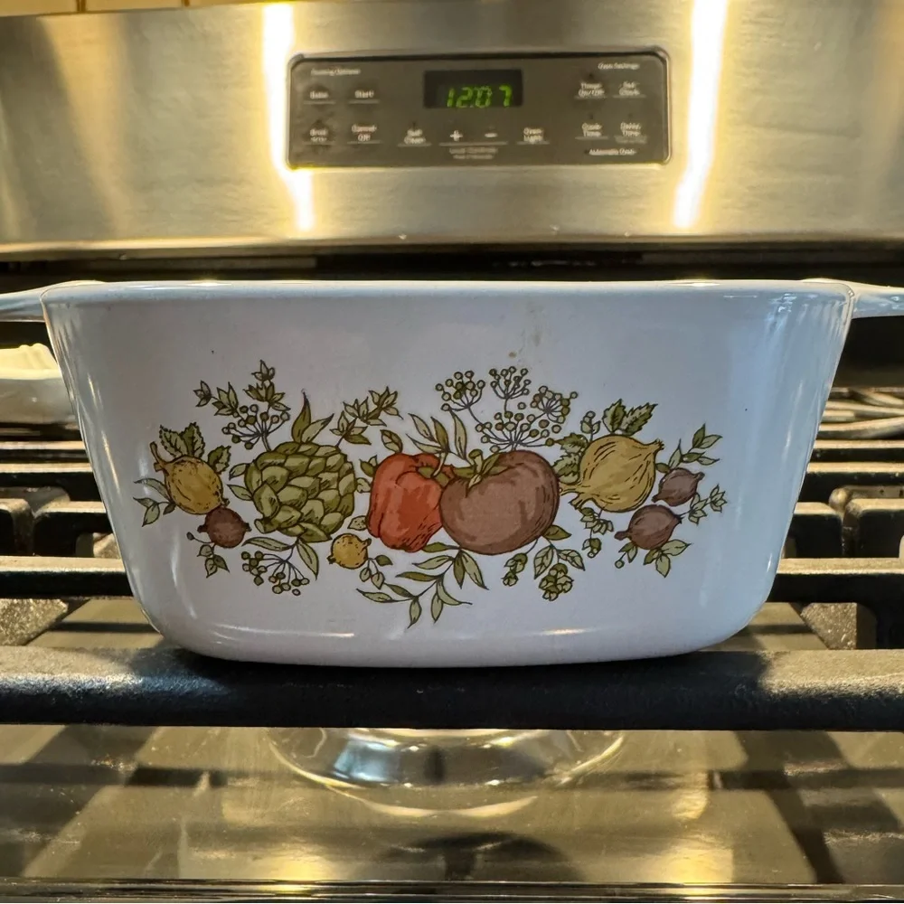 Vintage Stamped Corning Ware Spice Of Life Petite Casserole Dish